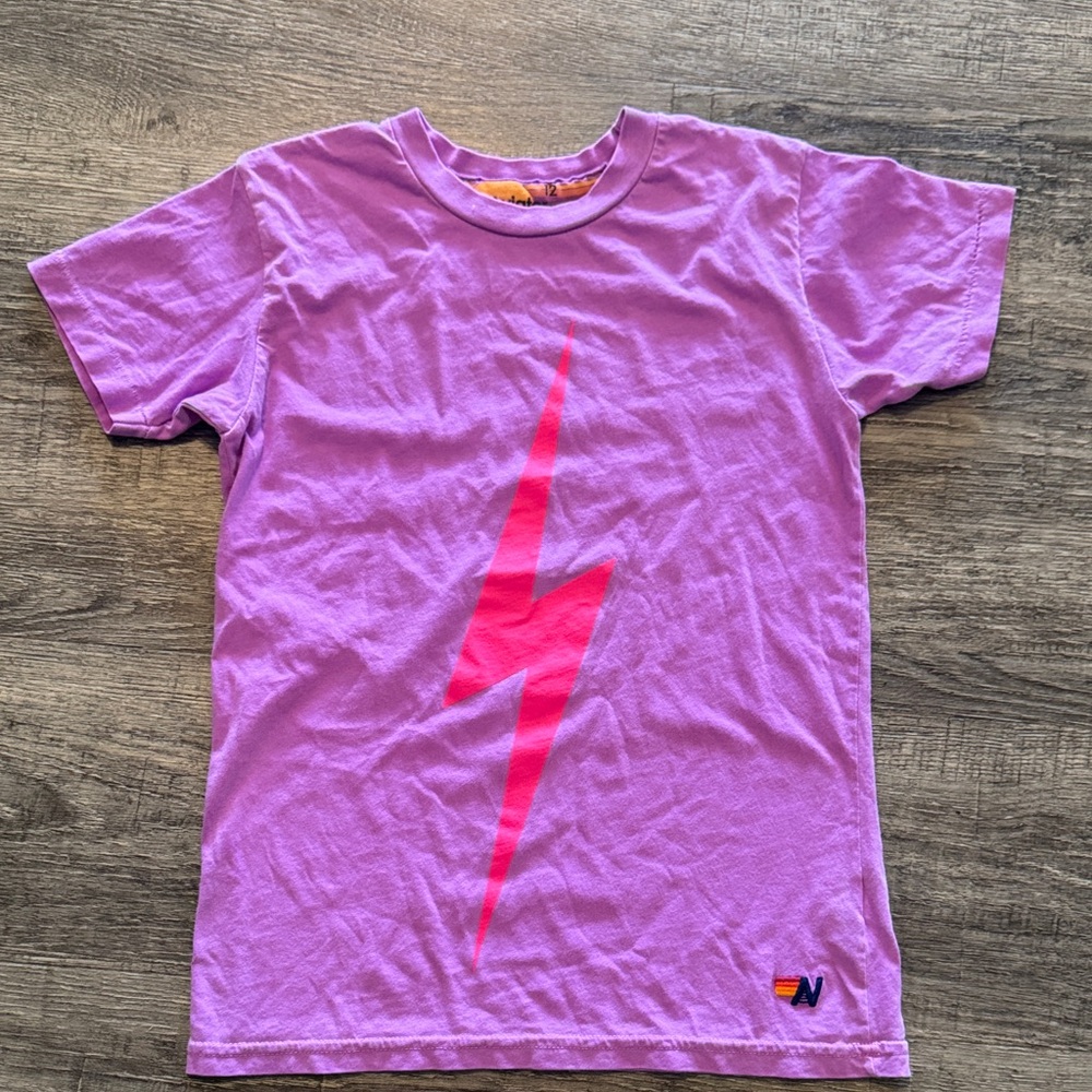Aviator Nation 
Purple Kids Shirt with Pink Lightning Bolt